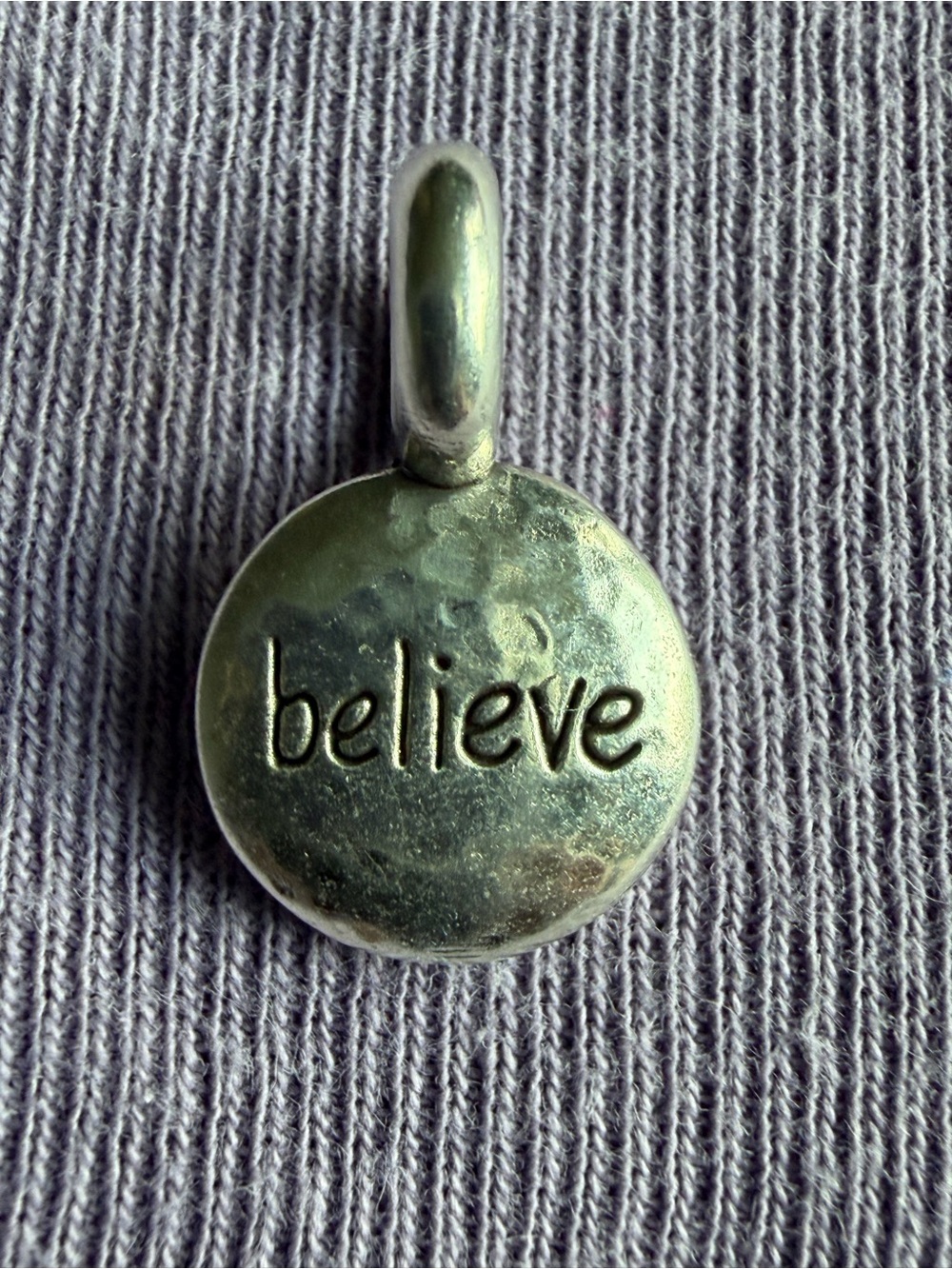Brighton Believe/Cross Round Silver Reversible Pendant